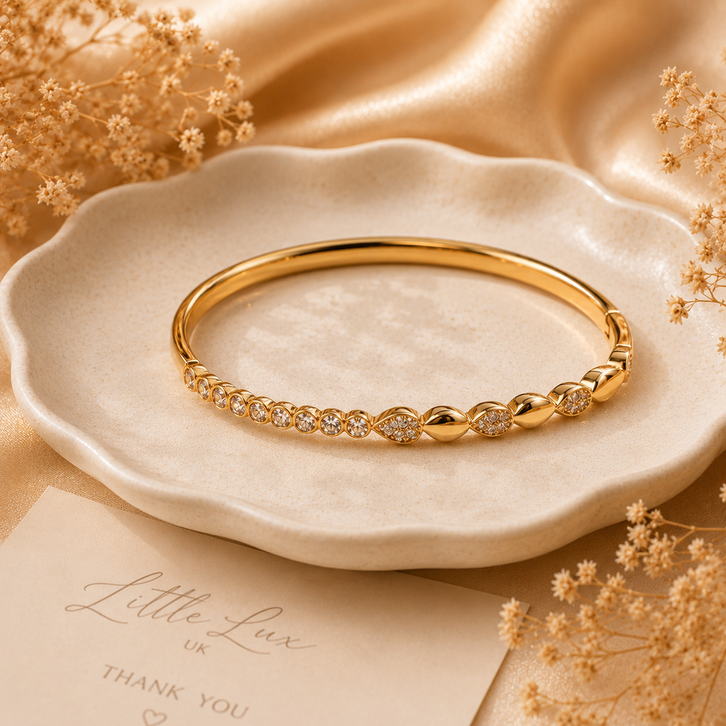 Heart Zircon Gold Bangle