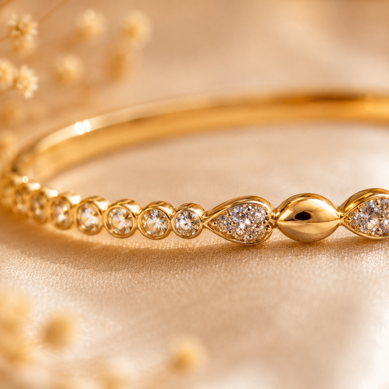 Heart Zircon Gold Bangle