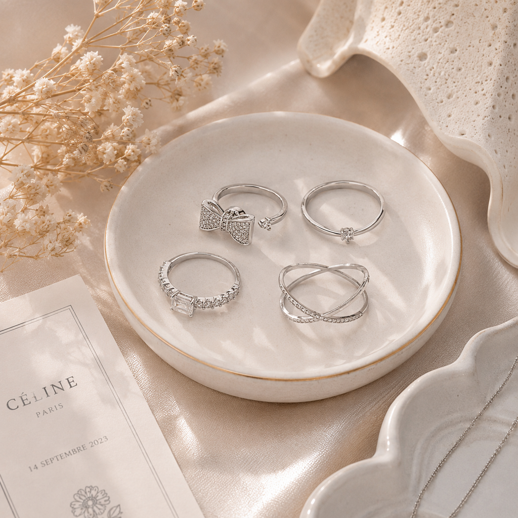 Celest Crystal Bow Spinner Ring