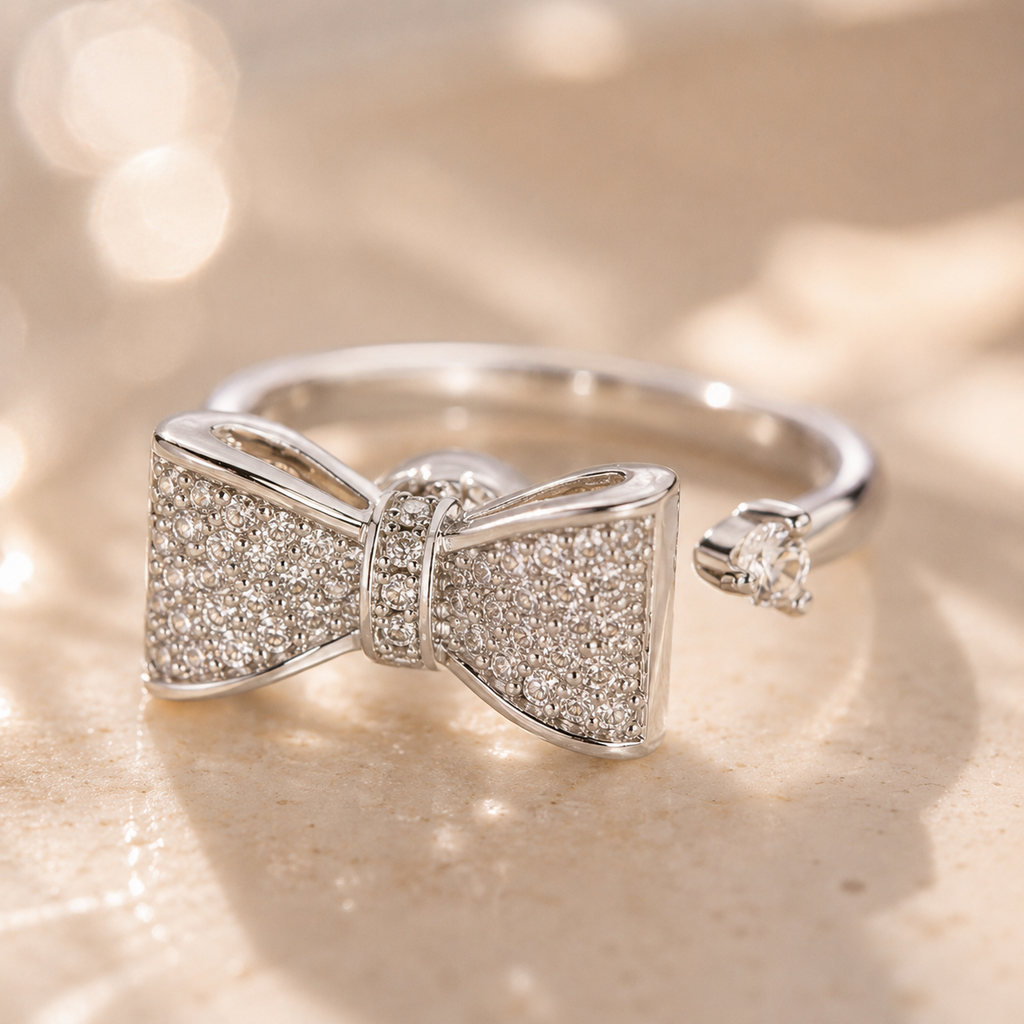 Celest Crystal Bow Spinner Ring
