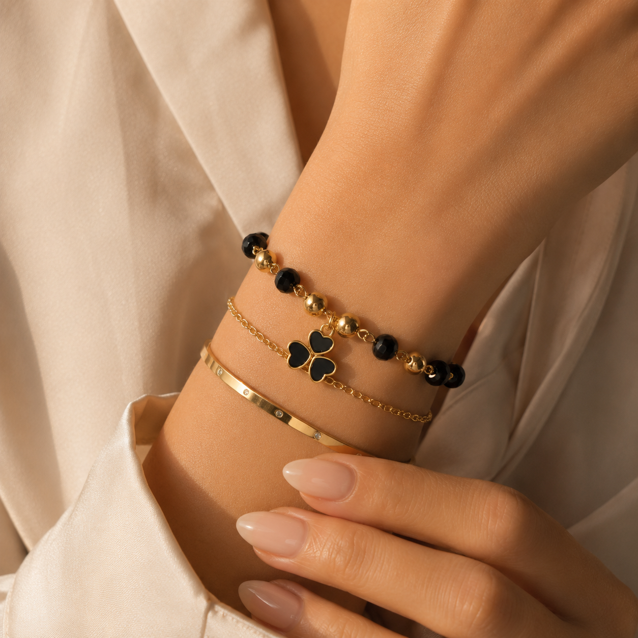 Black Clover Beaded Bracelet