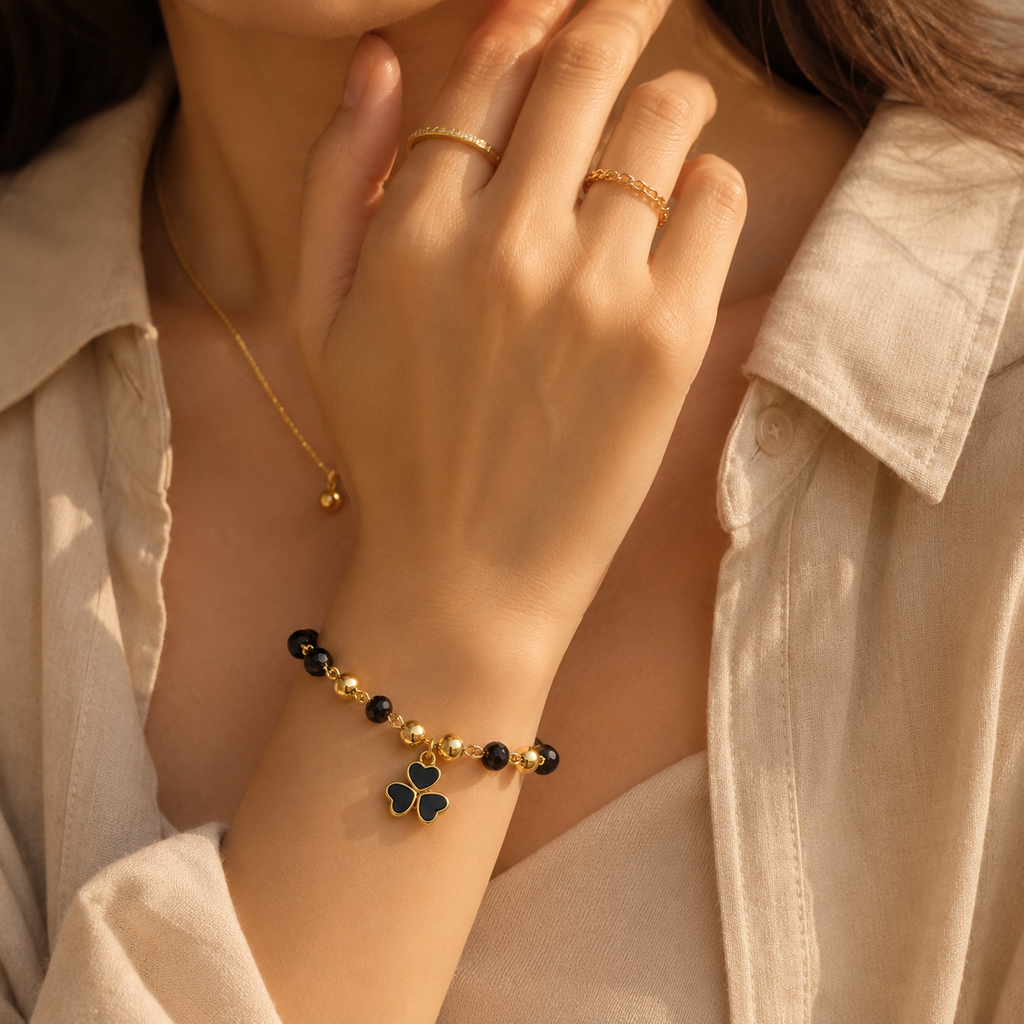 Black Clover Beaded Bracelet