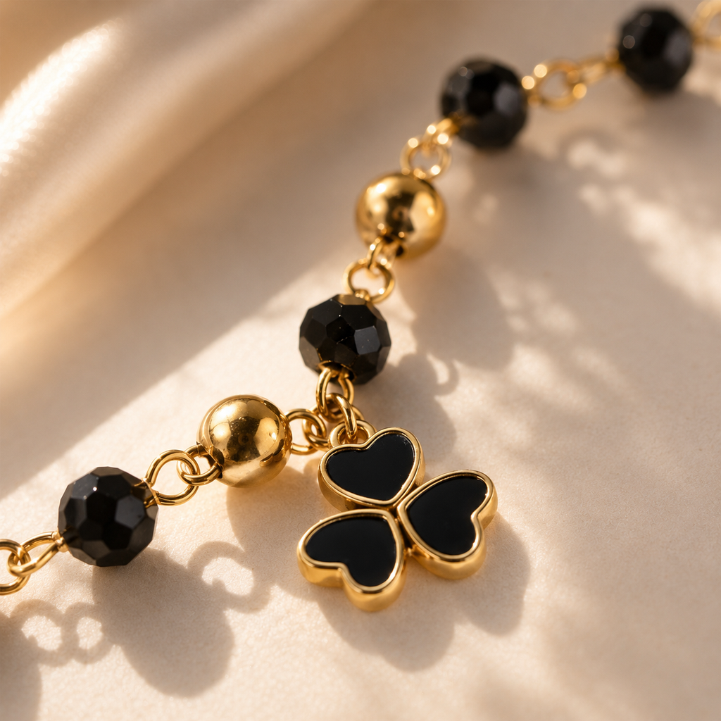 Black Clover Beaded Bracelet