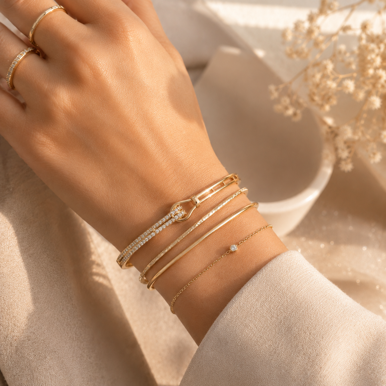Celeste Crystal Clasp Bangle