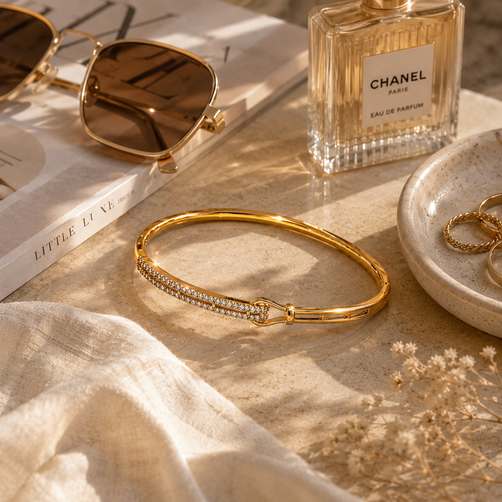 Celeste Crystal Clasp Bangle