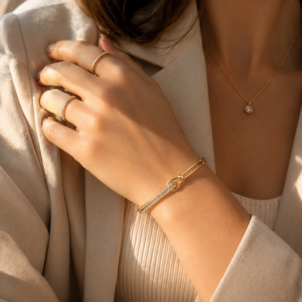 Celeste Crystal Clasp Bangle