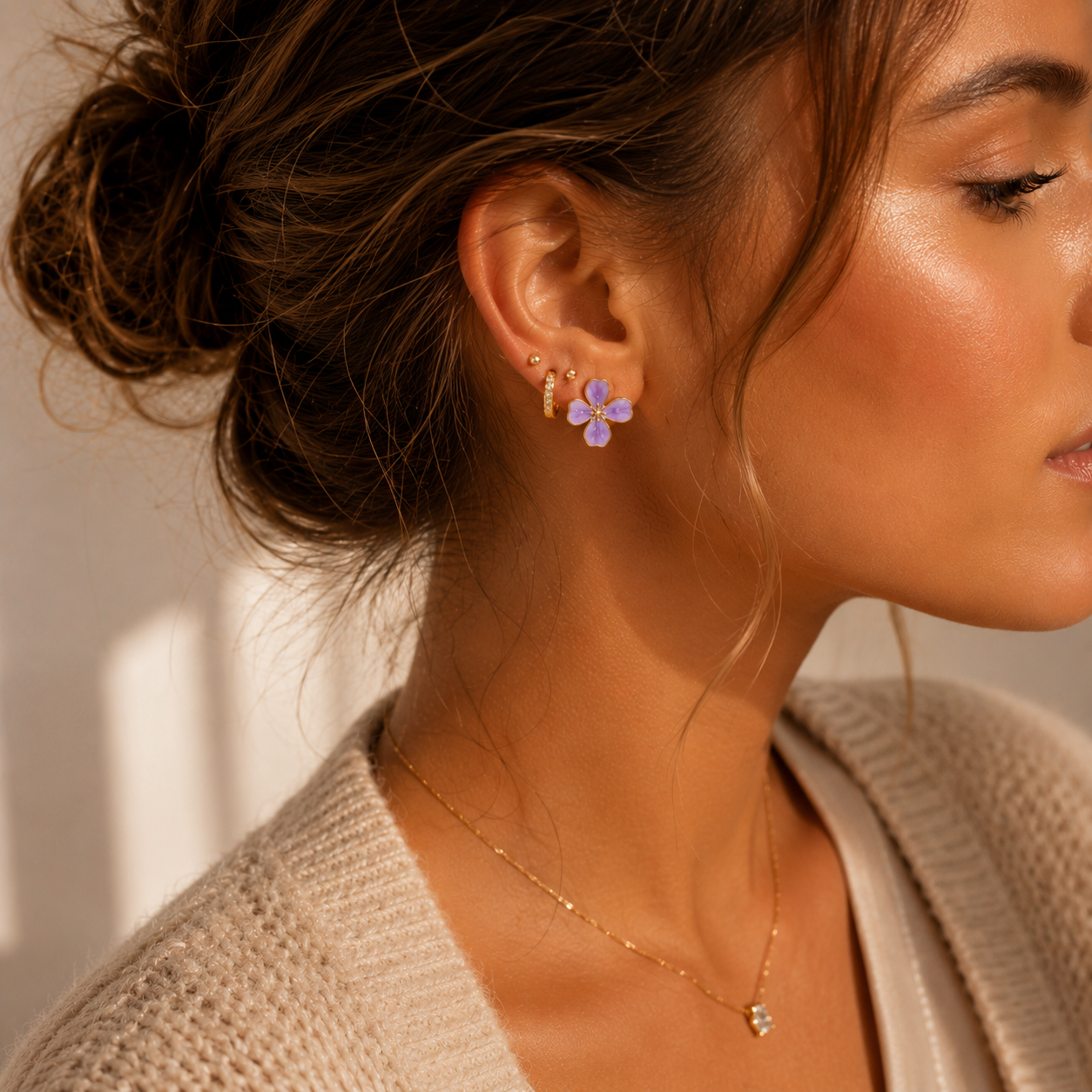 Lavender Bloom Flower Earrings