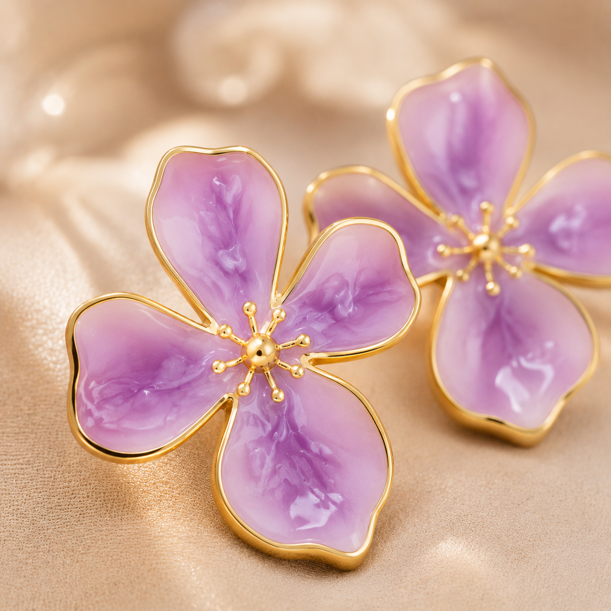 Lavender Bloom Flower Earrings