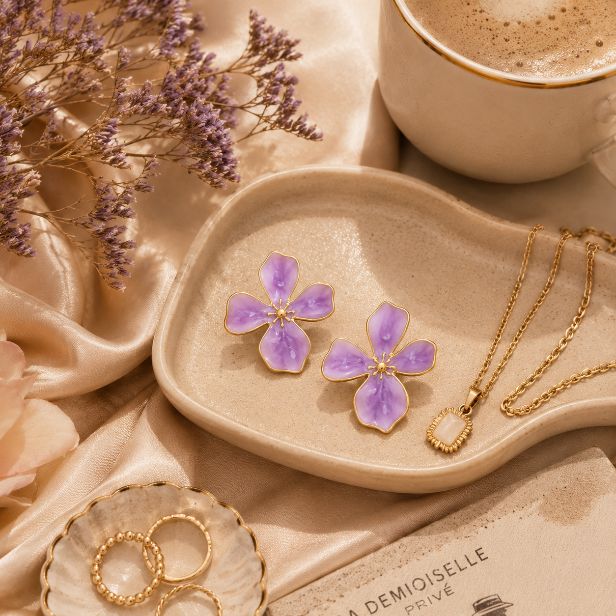 Lavender Bloom Flower Earrings