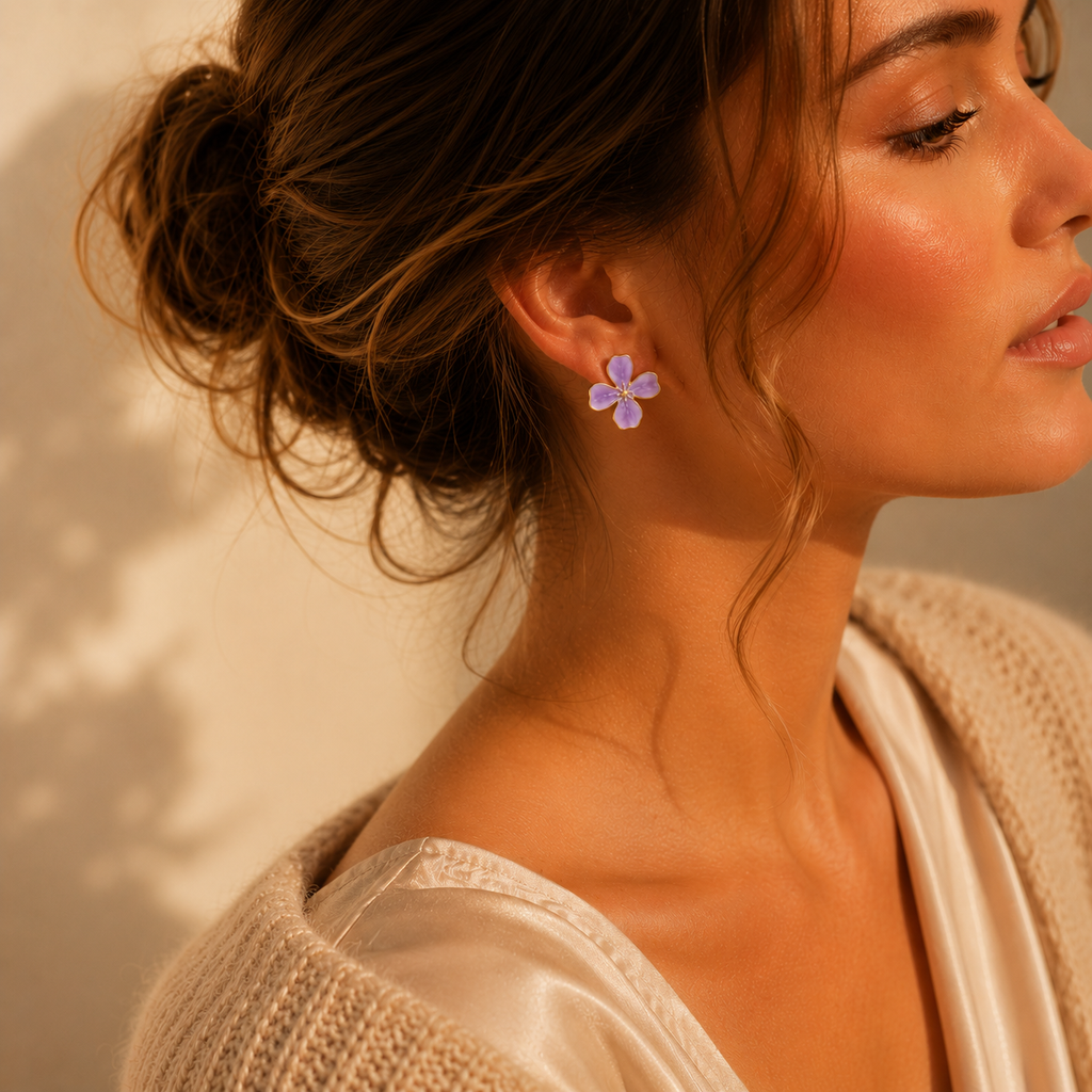 Lavender Bloom Flower Earrings