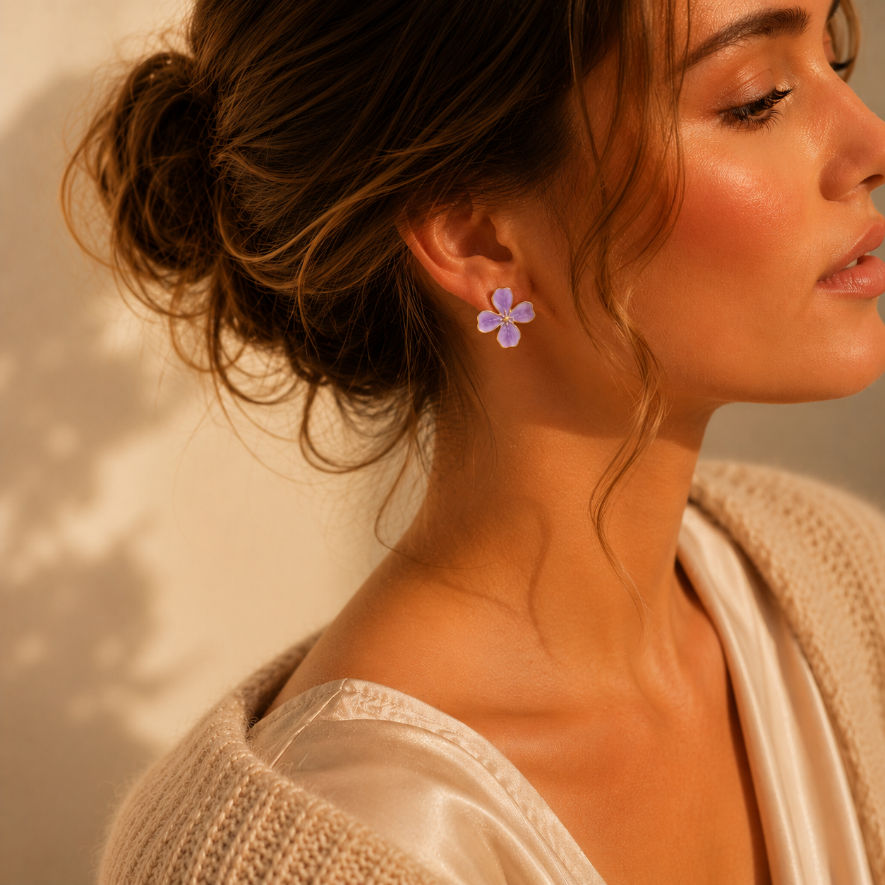 Lavender Bloom Flower Earrings