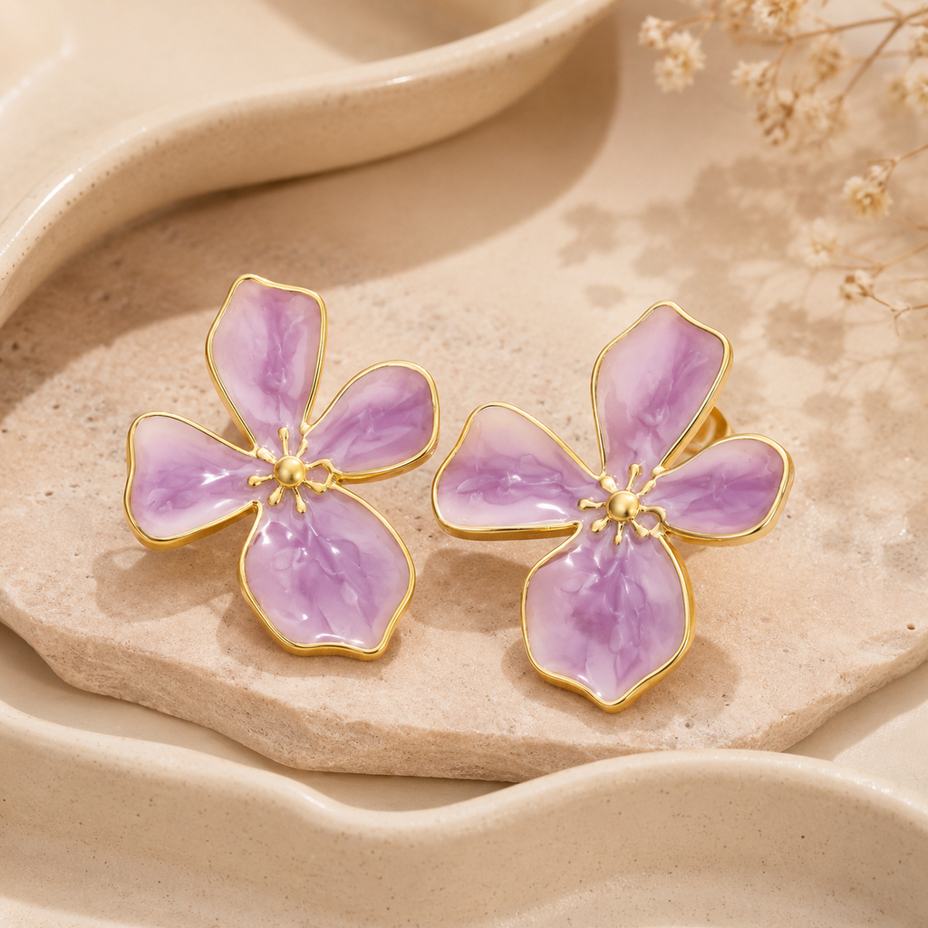 Lavender Bloom Flower Earrings
