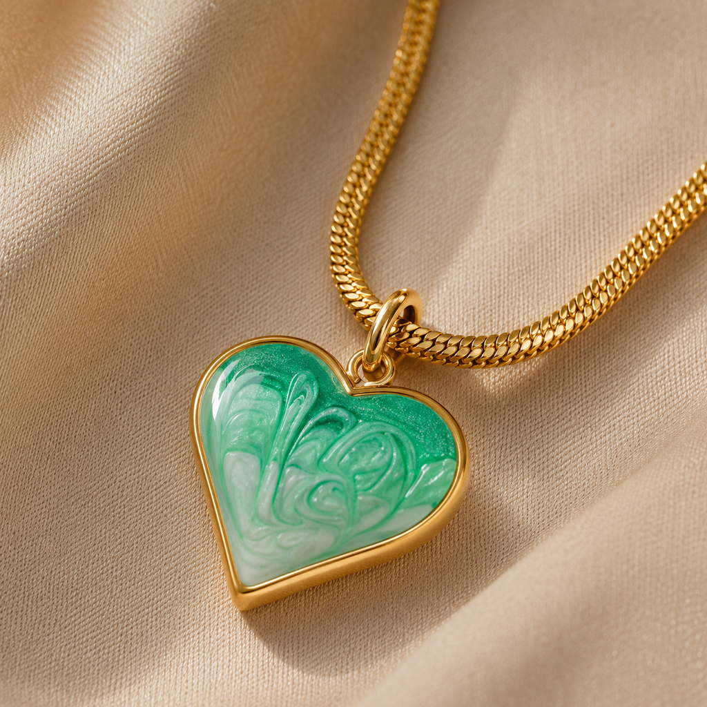 Golden Heart Snake Chain Necklace
