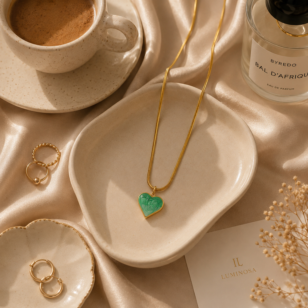 Golden Heart Snake Chain Necklace