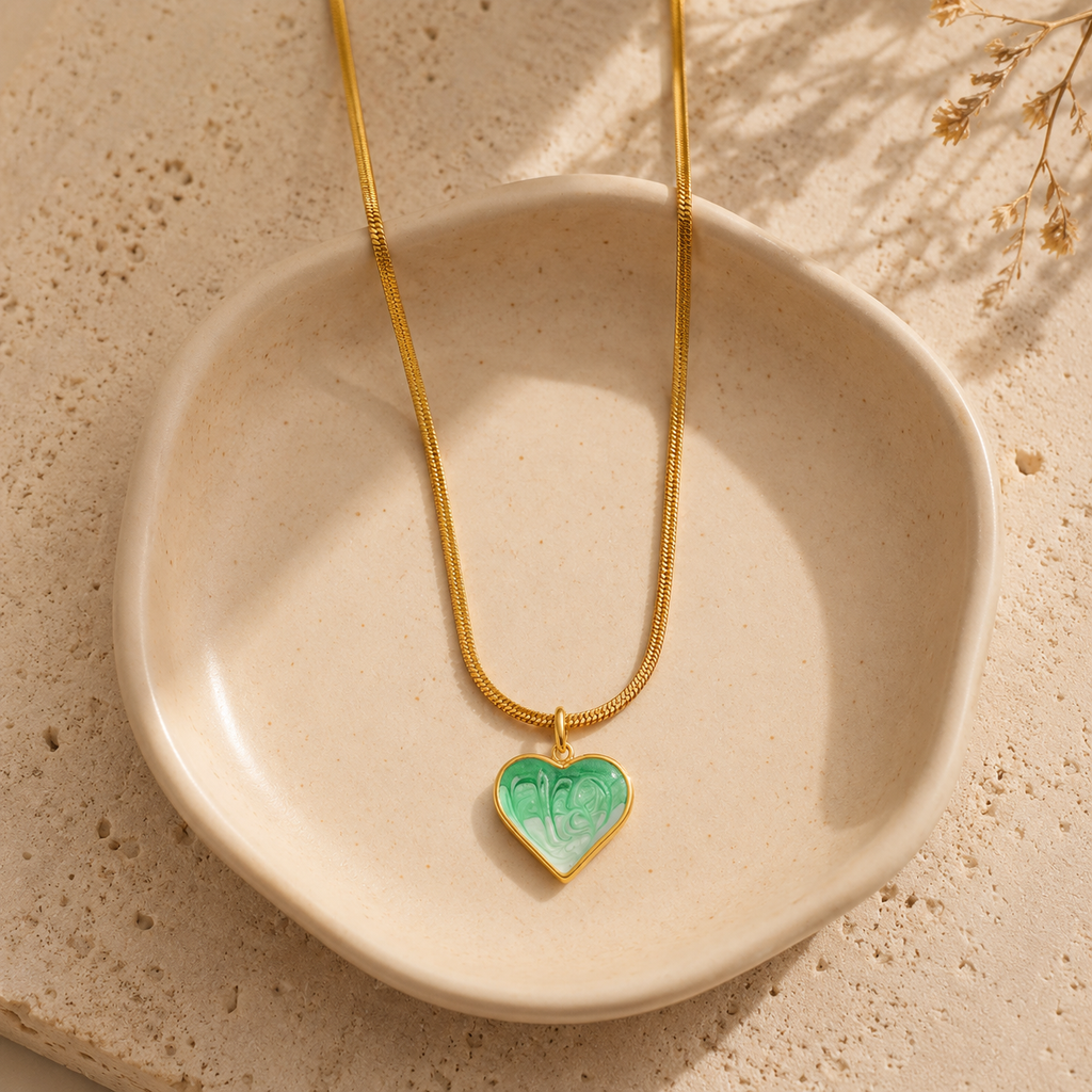 Golden Heart Snake Chain Necklace