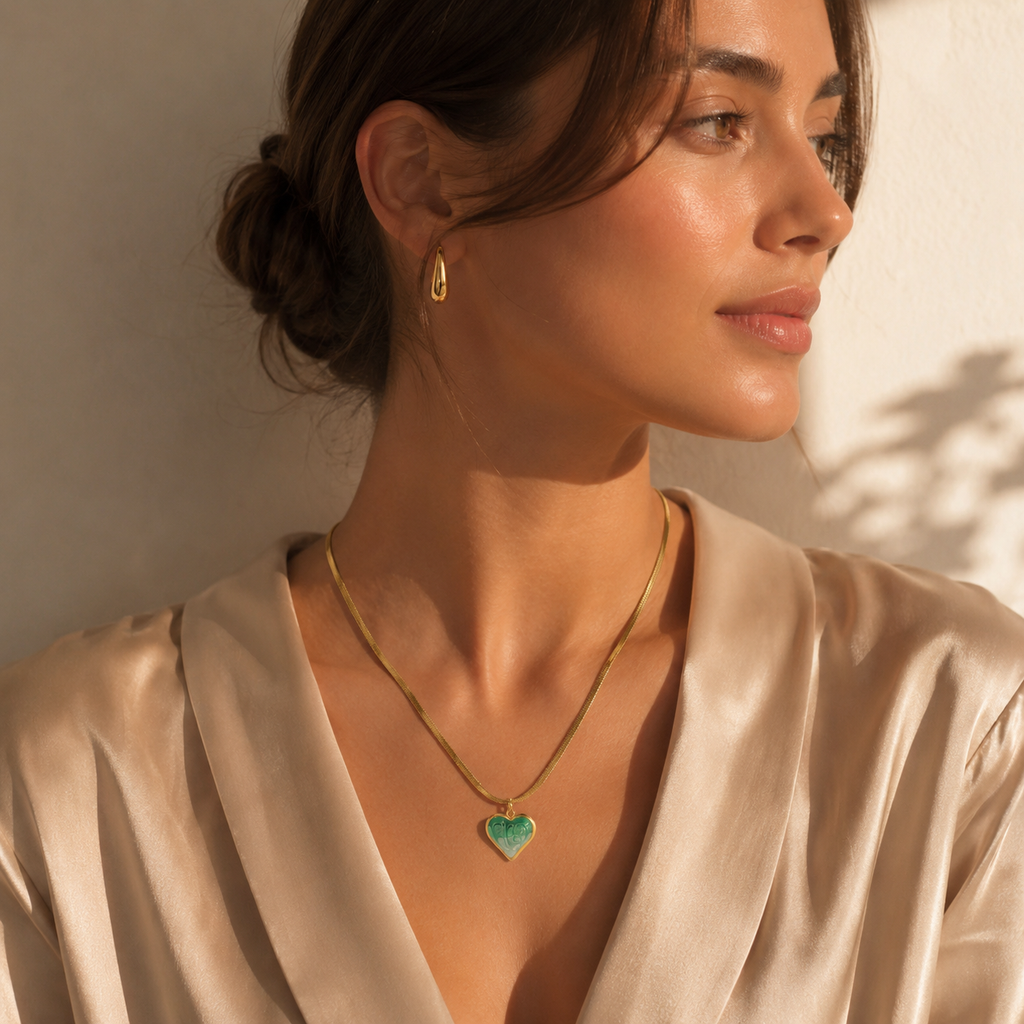 Golden Heart Snake Chain Necklace