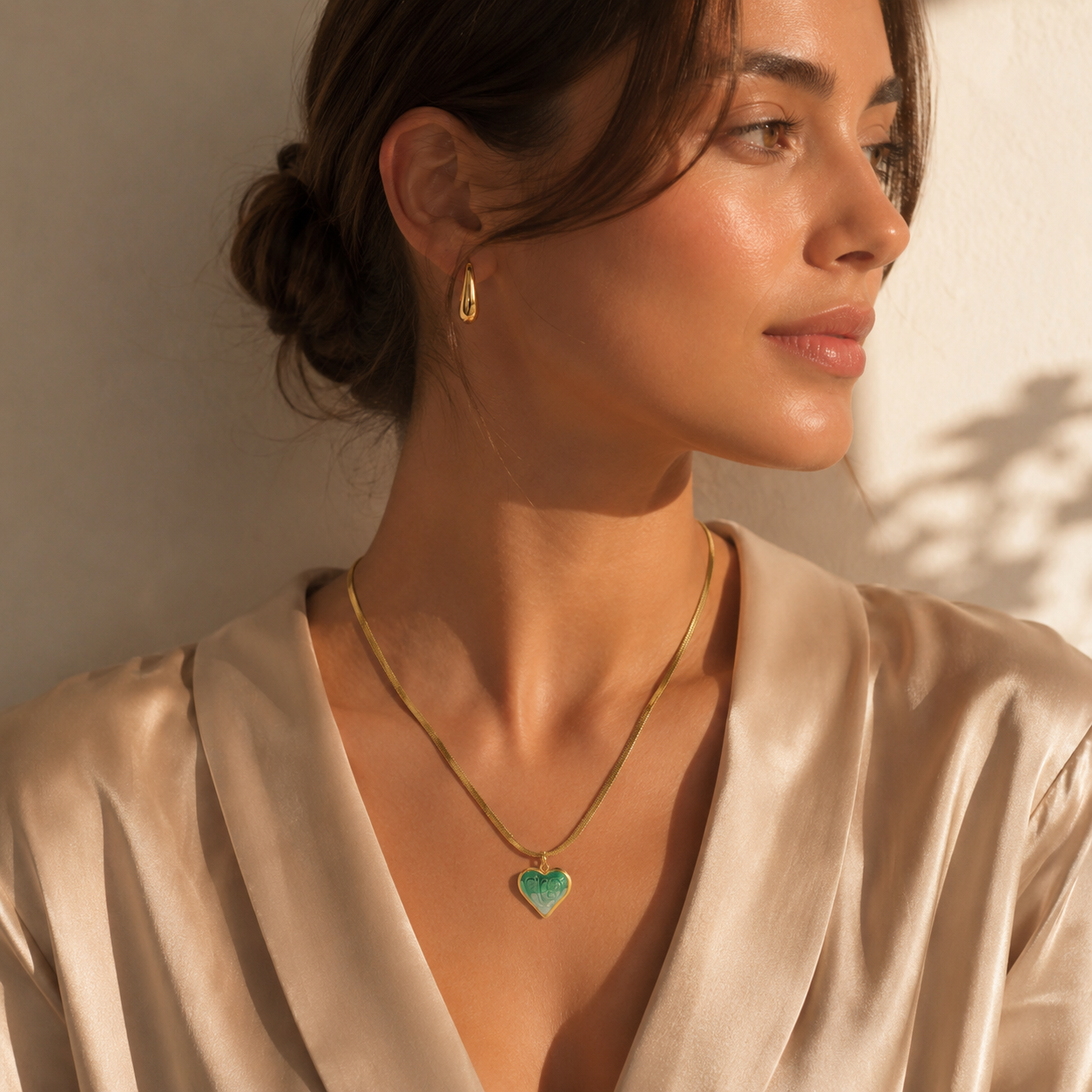 Golden Heart Snake Chain Necklace