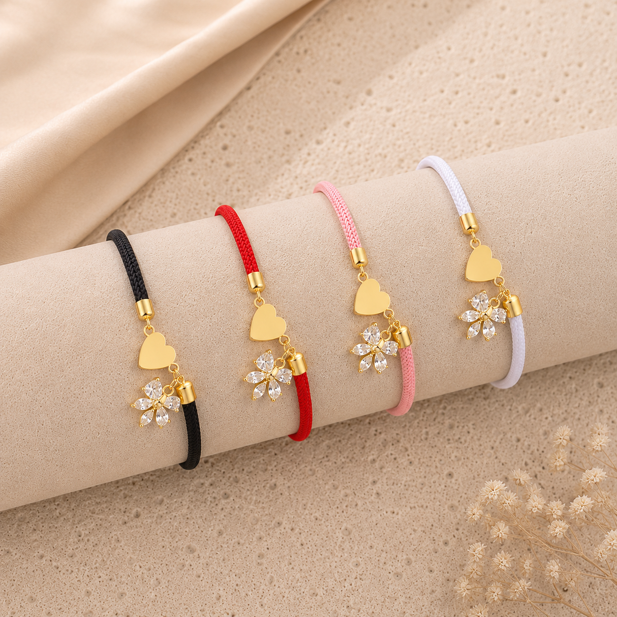 Sweet Bow Heart Cord Bracelet
