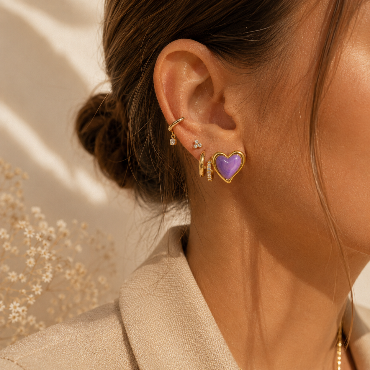 Lavender Glow Heart Earrings