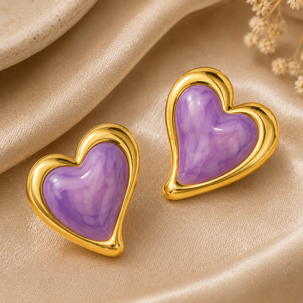 Lavender Glow Heart Earrings