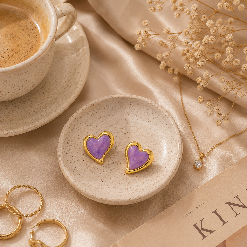 Lavender Glow Heart Earrings
