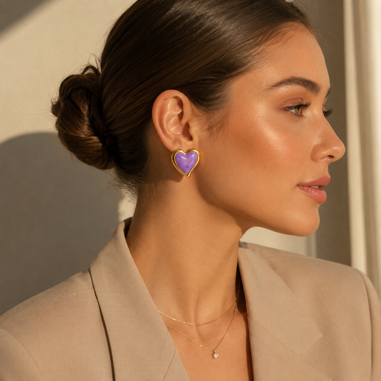 Lavender Glow Heart Earrings