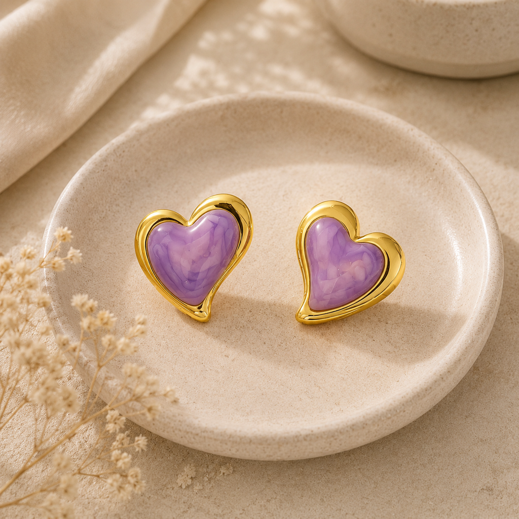 Lavender Glow Heart Earrings