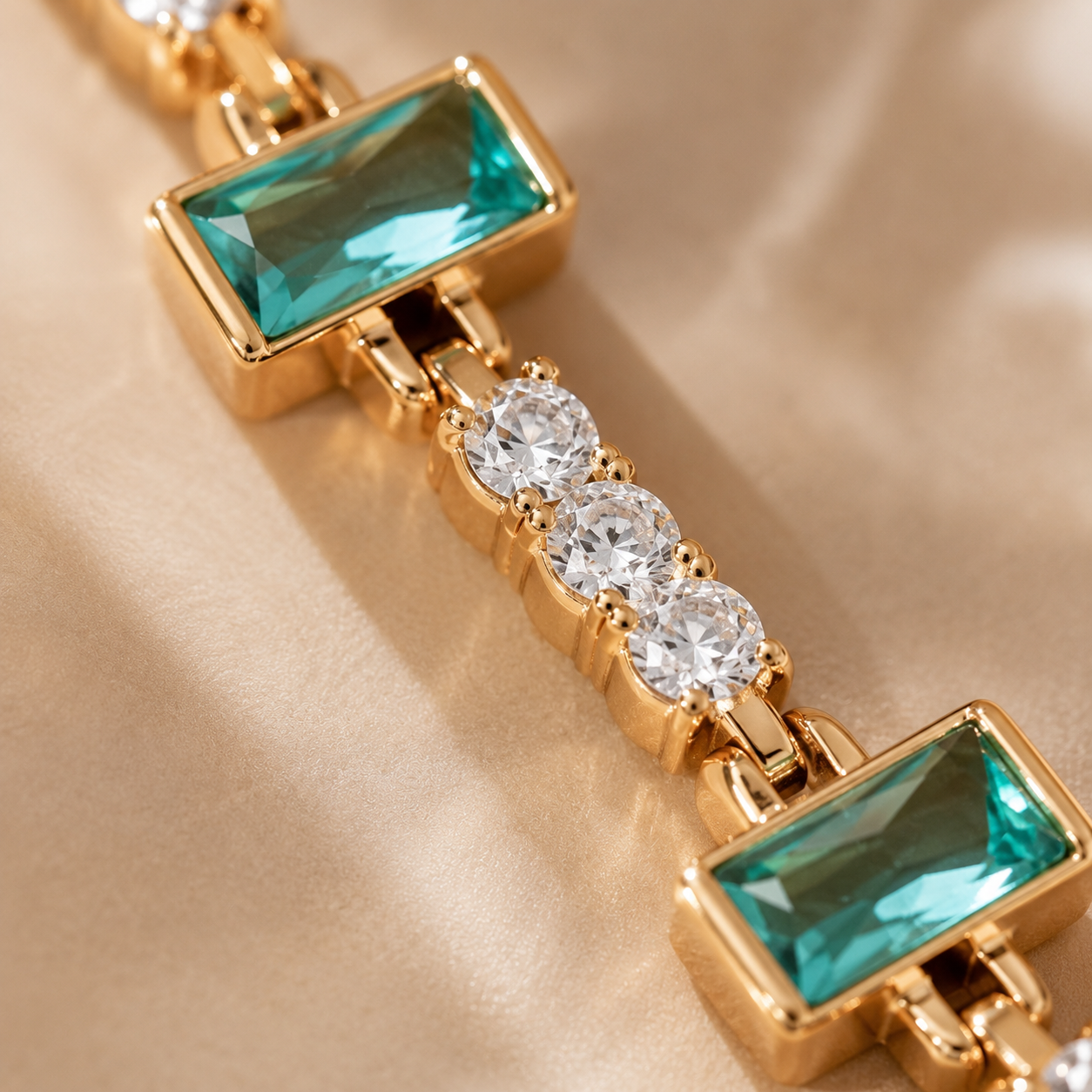 Green Stone Gold Bracelet – Crystal Bracelet