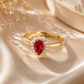 Water Droplet Ruby Ring – Adjustable Ring