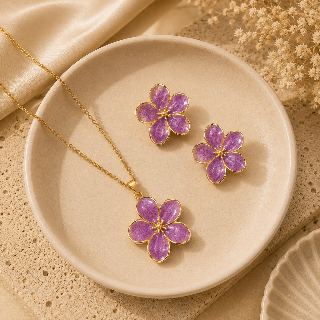 Lavender Flower Jewellery Set