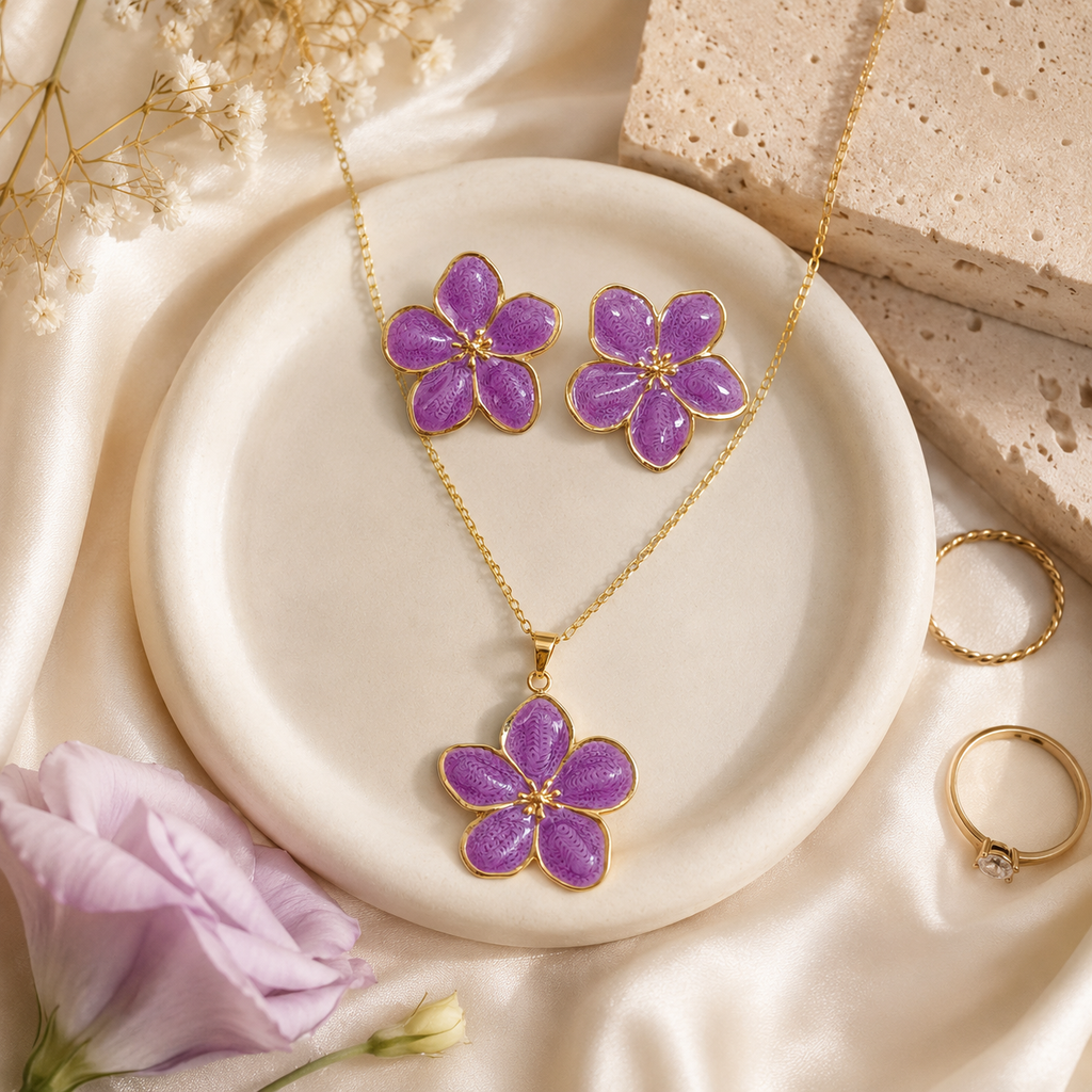Lavender Flower Jewellery Set