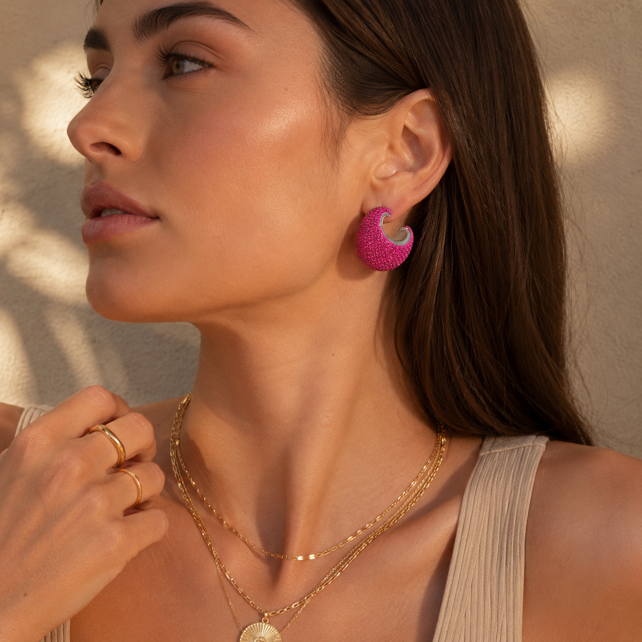 Zircon C Hoop Earrings