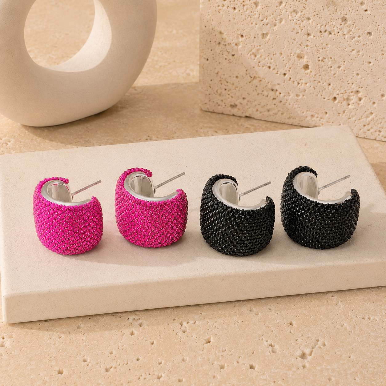 Zircon C Hoop Earrings