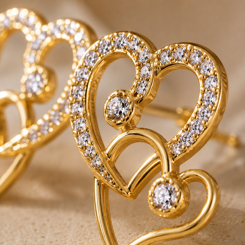 Golden Heart Glow Stud Earrings
