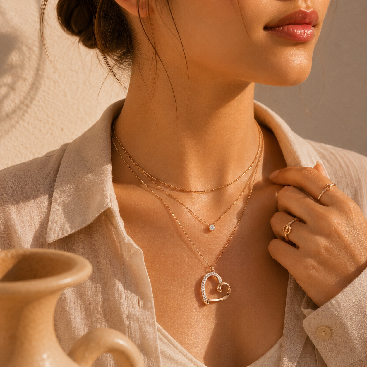 Golden Heart Glow Necklace