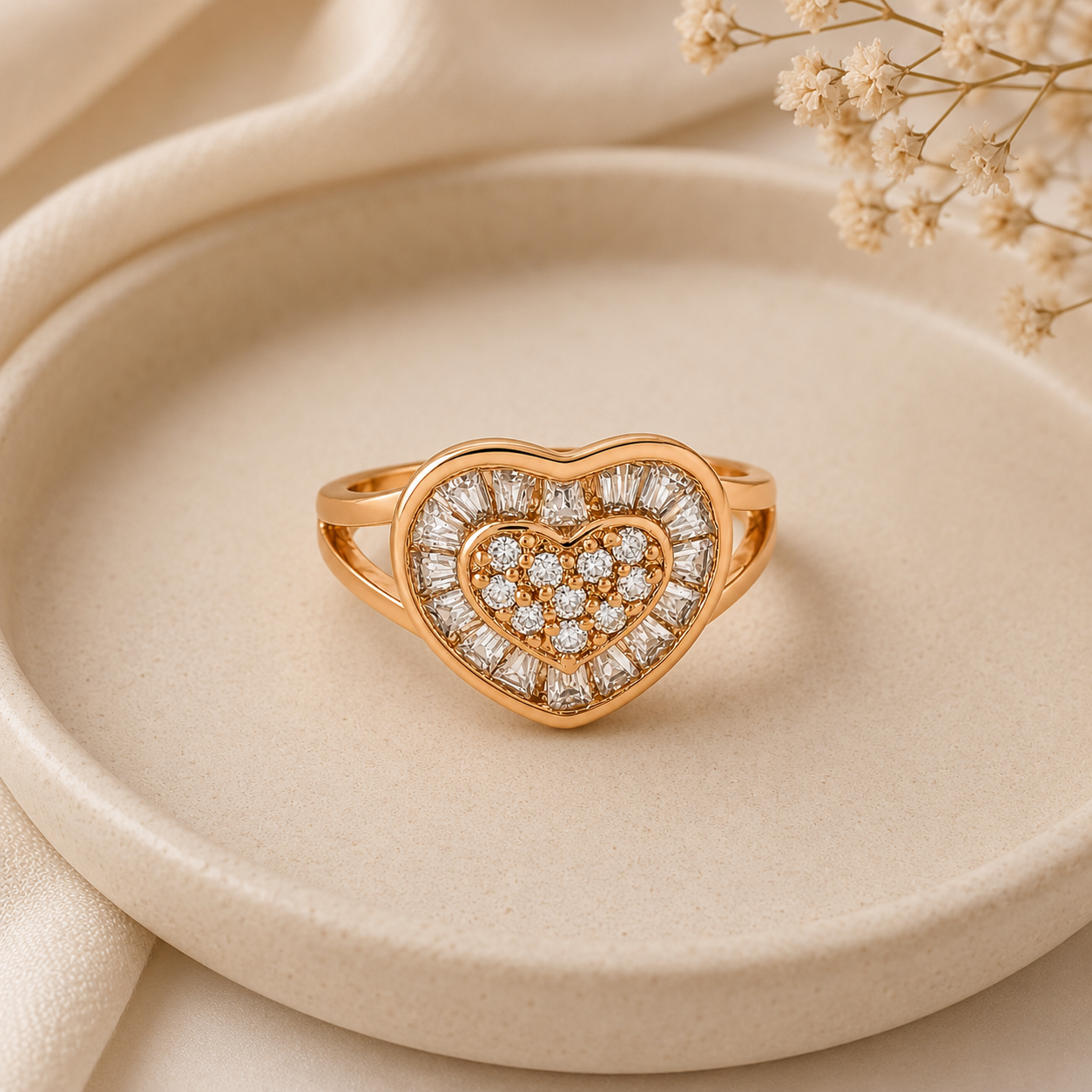 Radiant Heart Crystal Ring