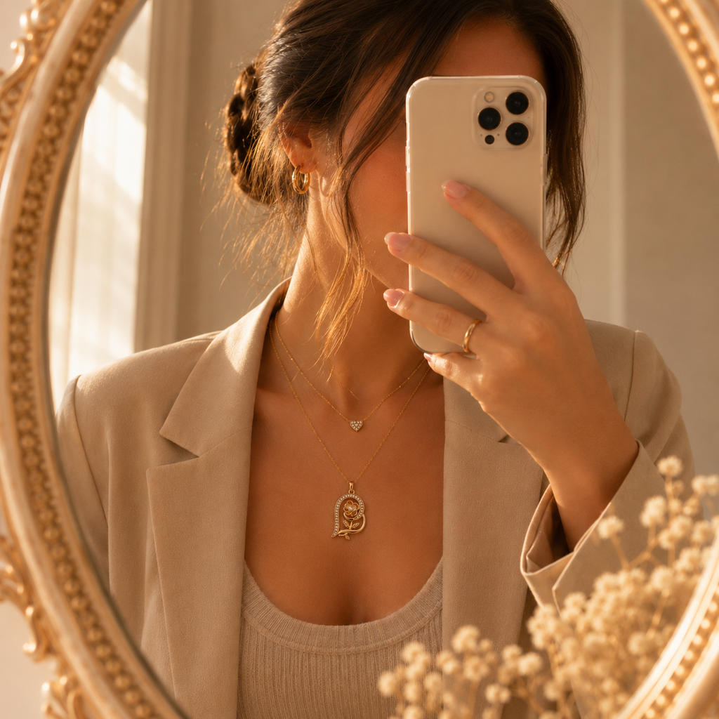 Rose Heart Pendant Necklace