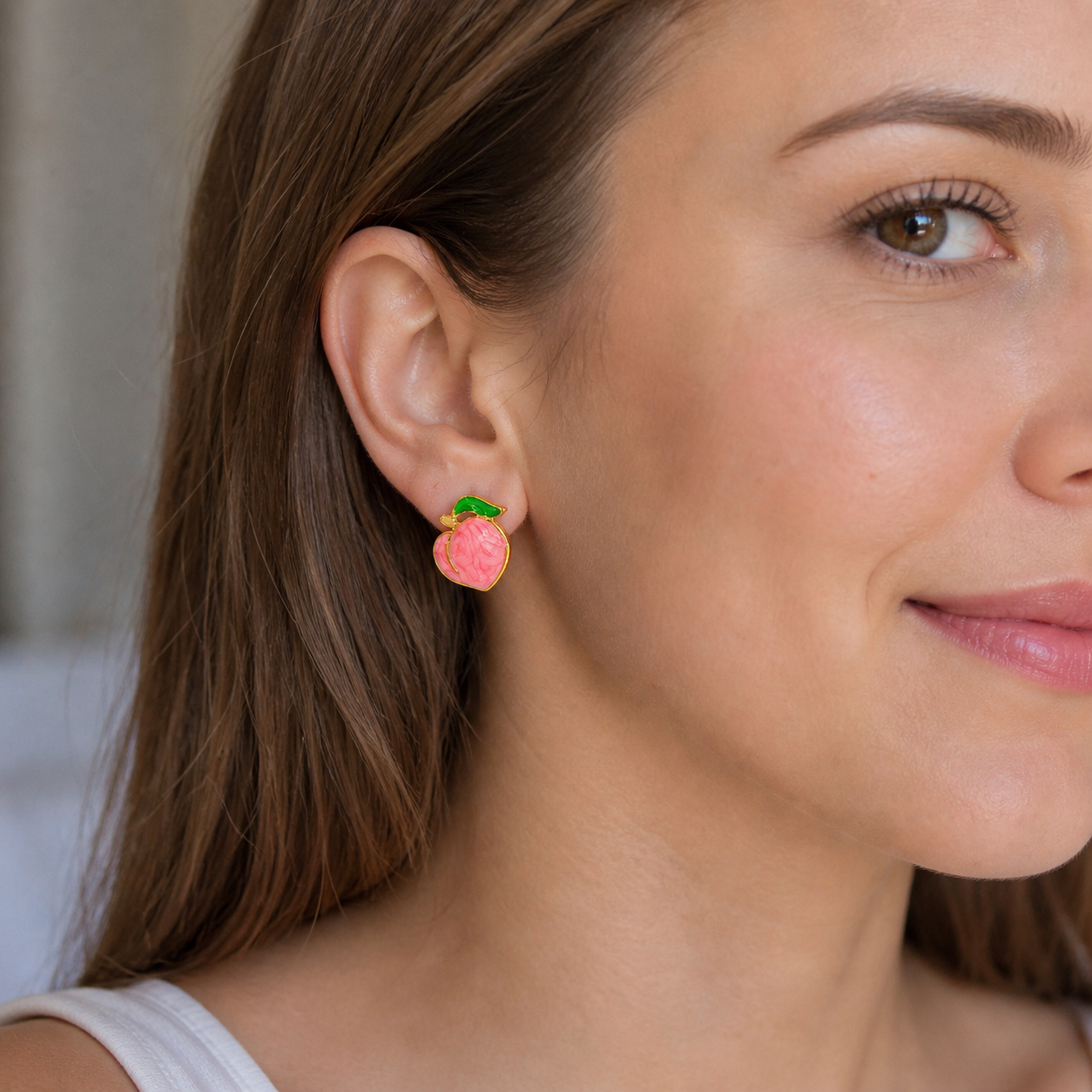 Peach Charm Earrings | Gold Plated