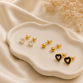 Zircon Stud Earrings Set – 3 Pairs Gold Plated Earrings