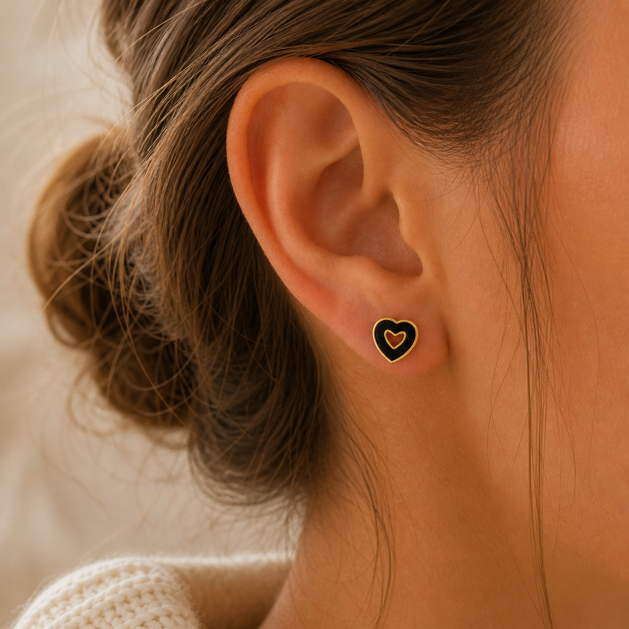 Zircon Stud Earrings Set – 3 Pairs Gold Plated Earrings