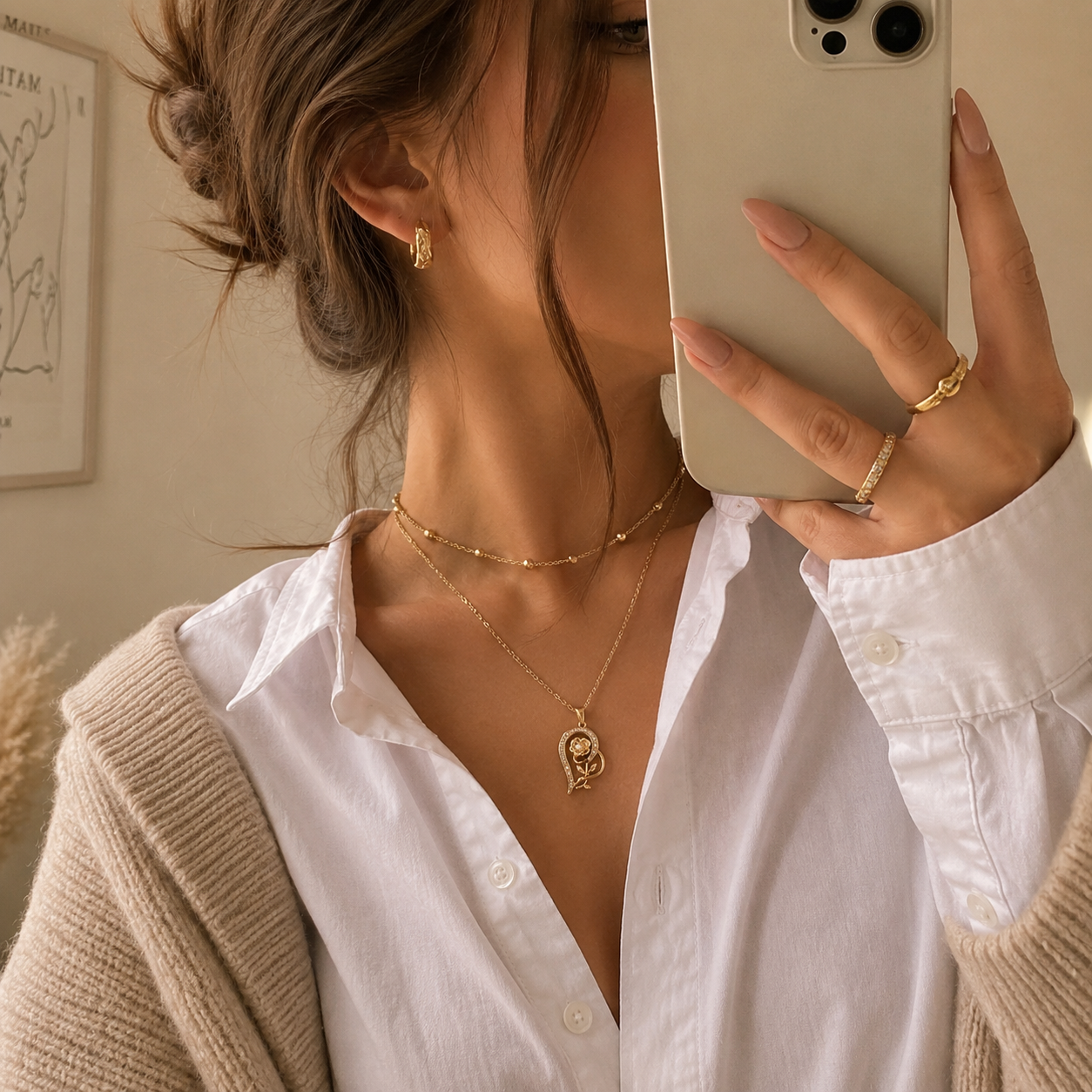 Rose Heart Pendant Necklace