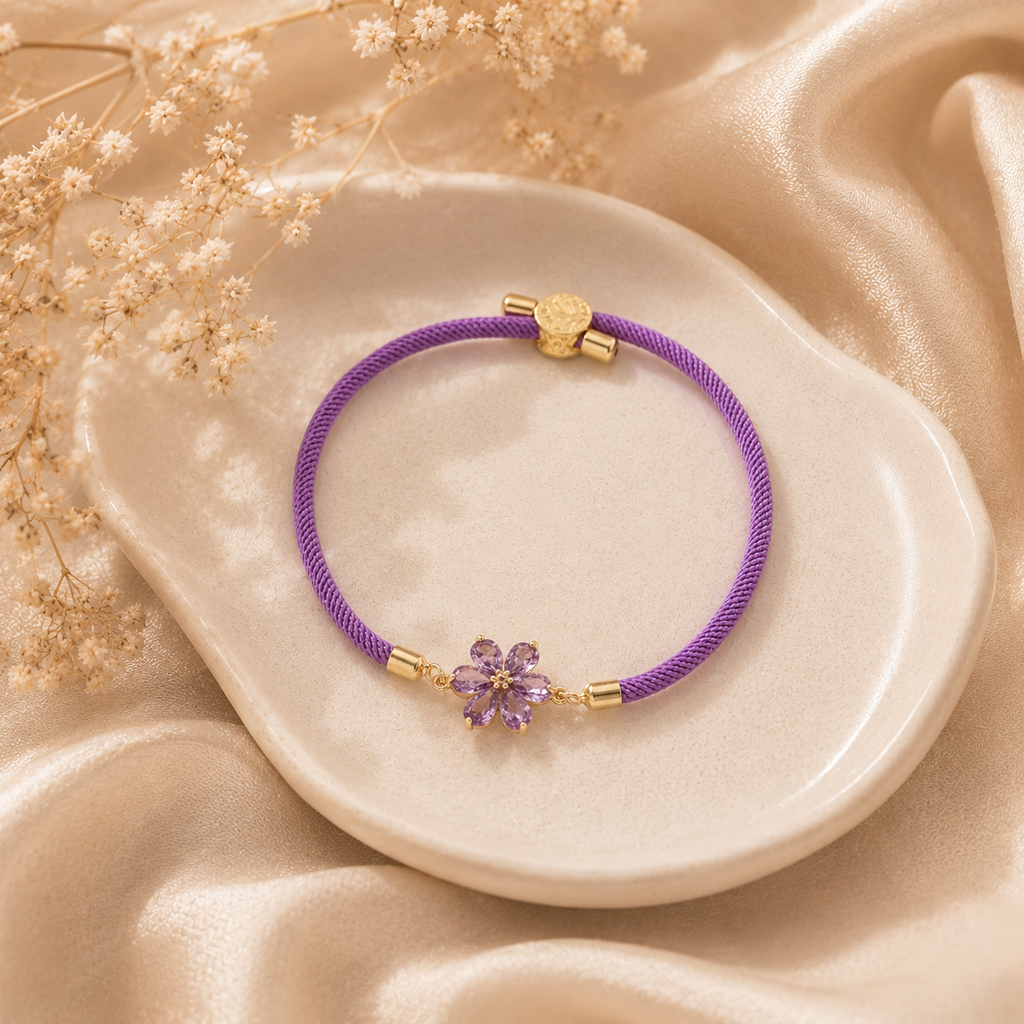 Lavender Crystal Flower Bracelet