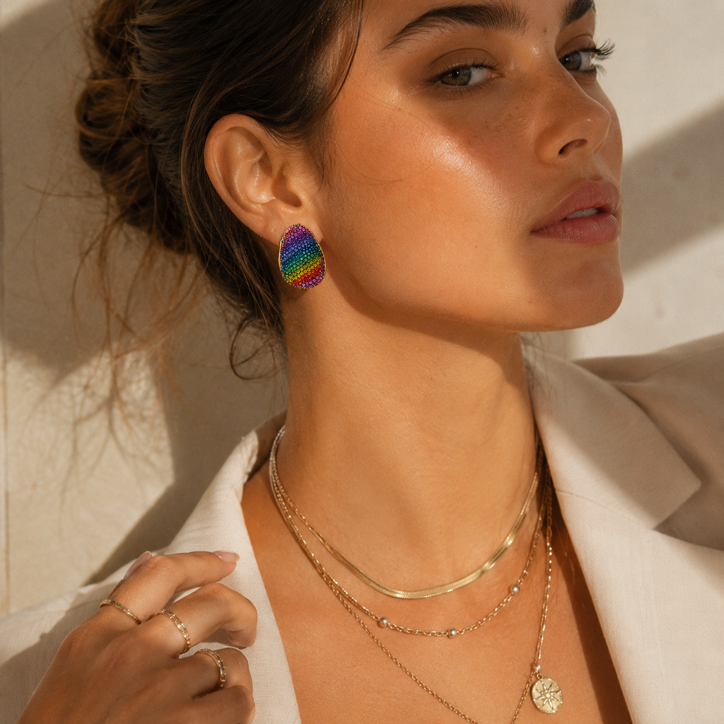 Vibrant Zircon Stud Earrings