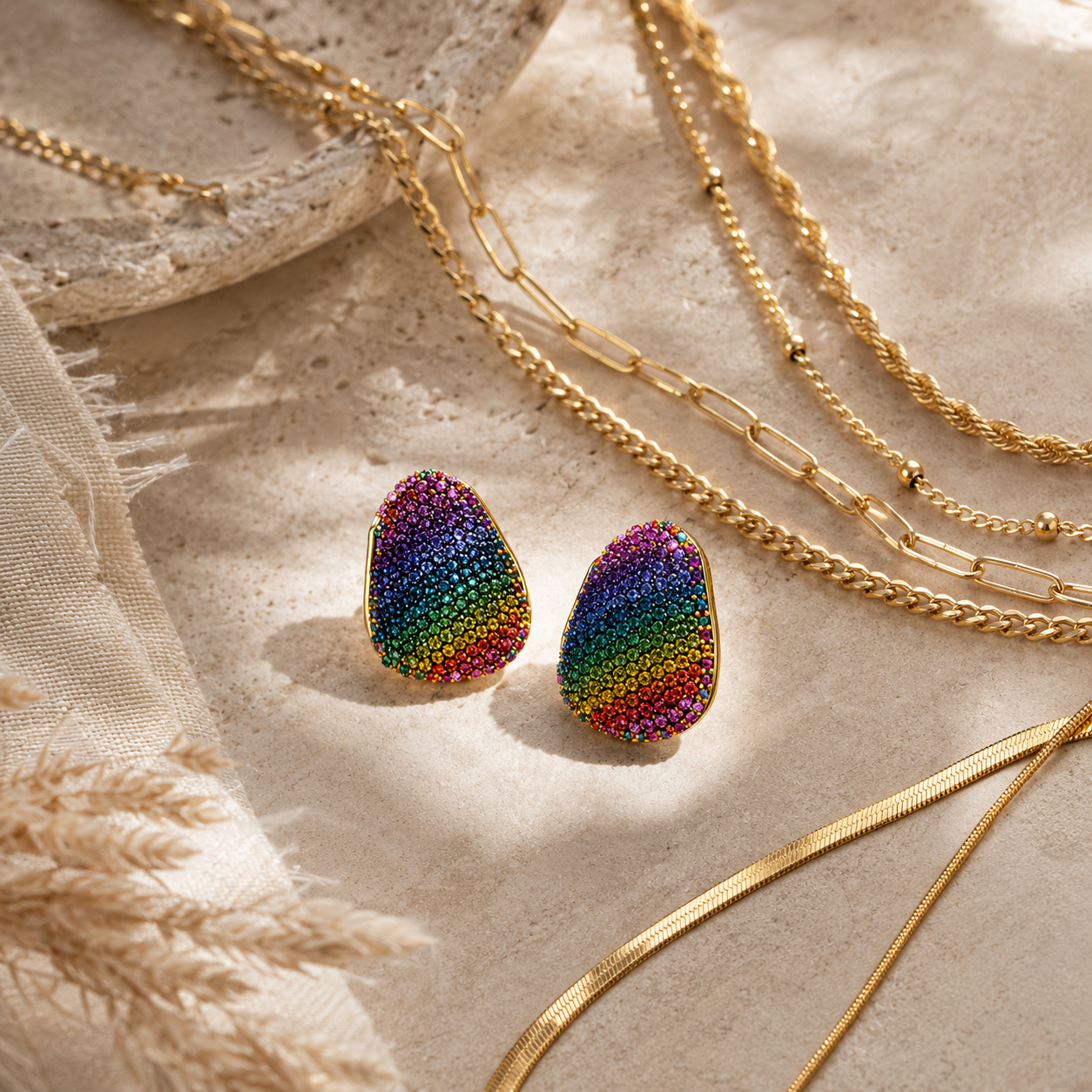 Vibrant Zircon Stud Earrings