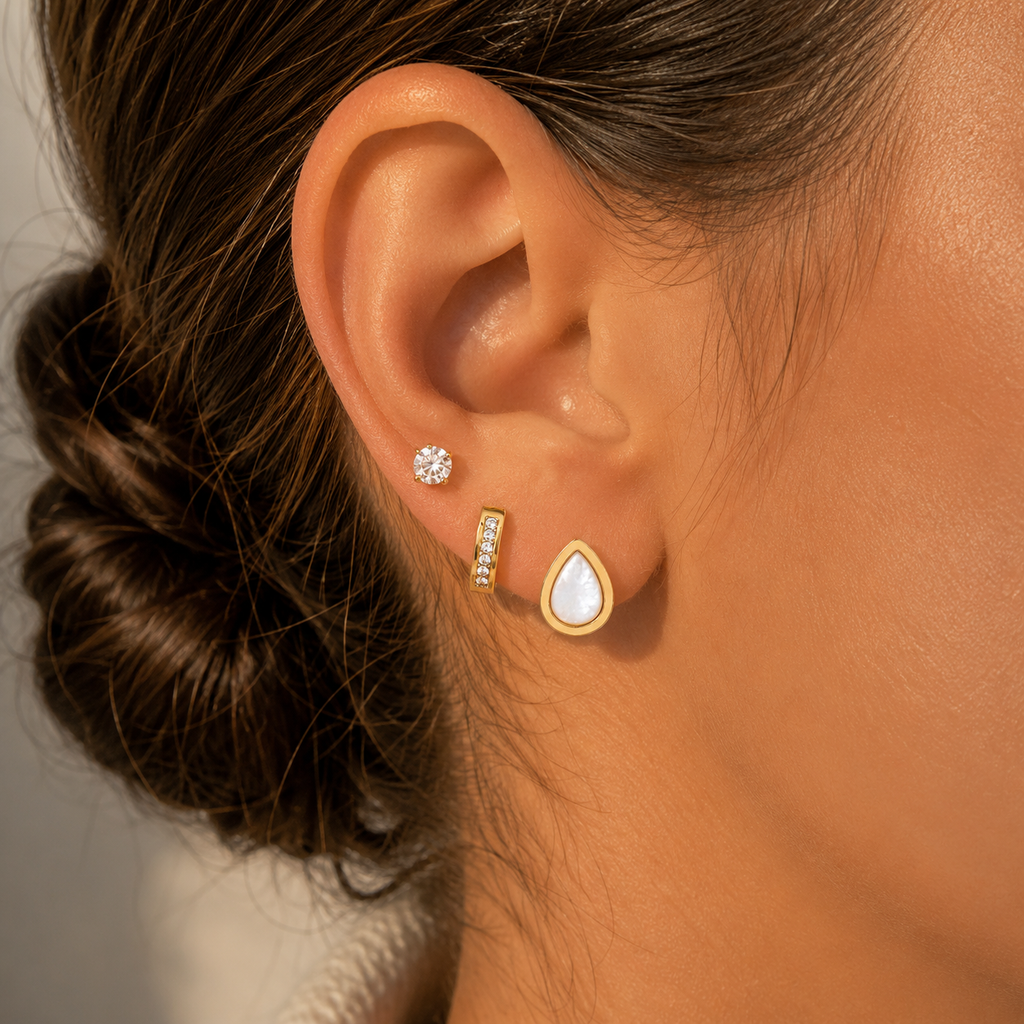 Zirconia Earrings Set (3 Pairs)