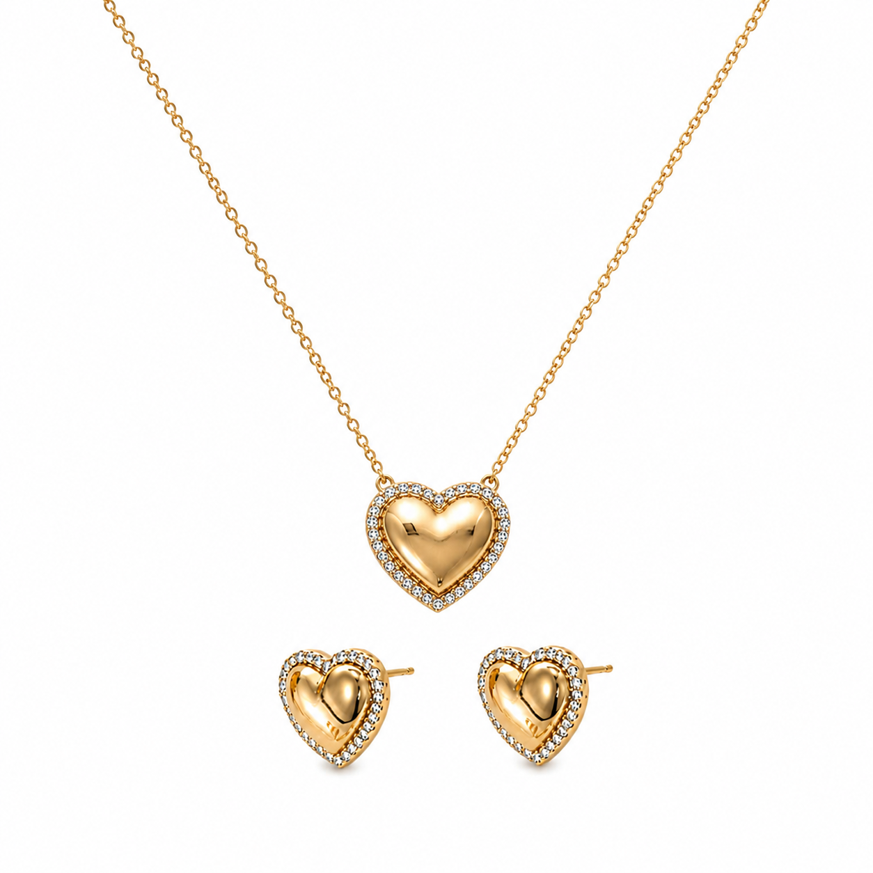 Crystal Heart Jewellery Set – Gold Plated