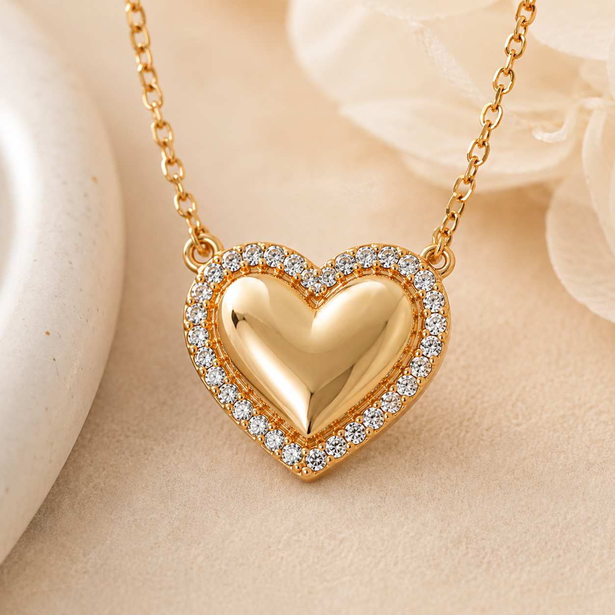 Crystal Heart Jewellery Set – Gold Plated