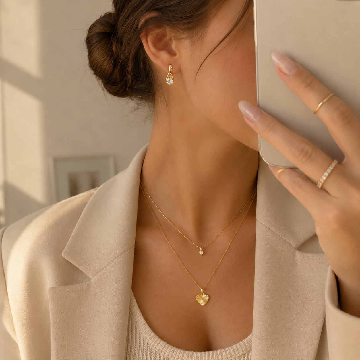Water Drop Stud Earrings – Gold Plated
