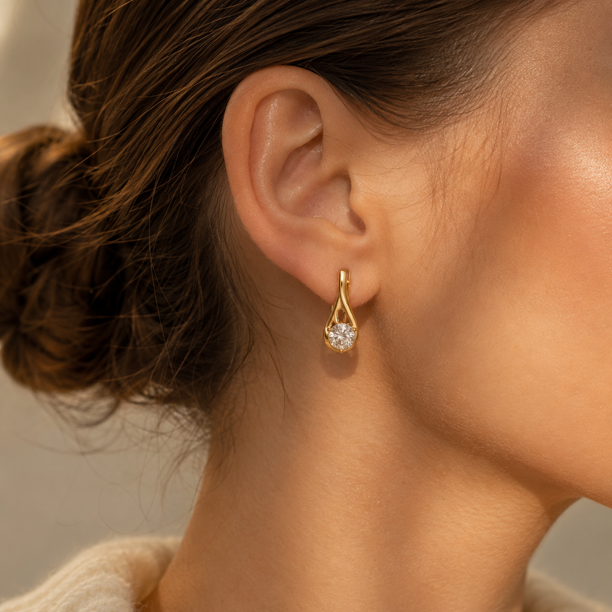 Water Drop Stud Earrings – Gold Plated