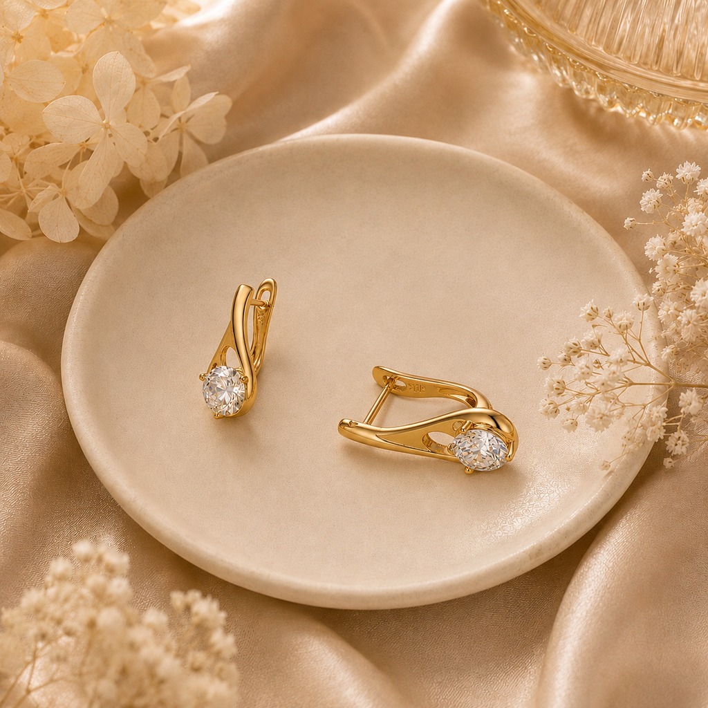 Water Drop Stud Earrings – Gold Plated